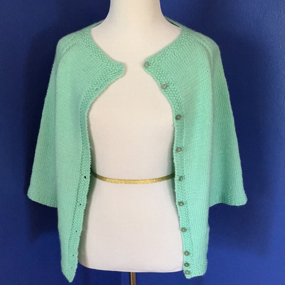 Vintage 1950s mint sea foam green handmade sweater cardigan pinup rockabilly - Picture 10 of 15